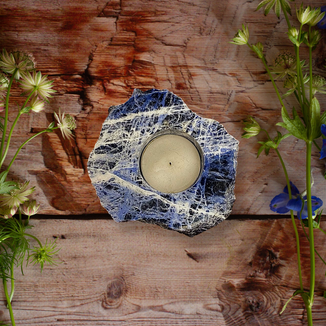 Sodalite Polished Candle Holder