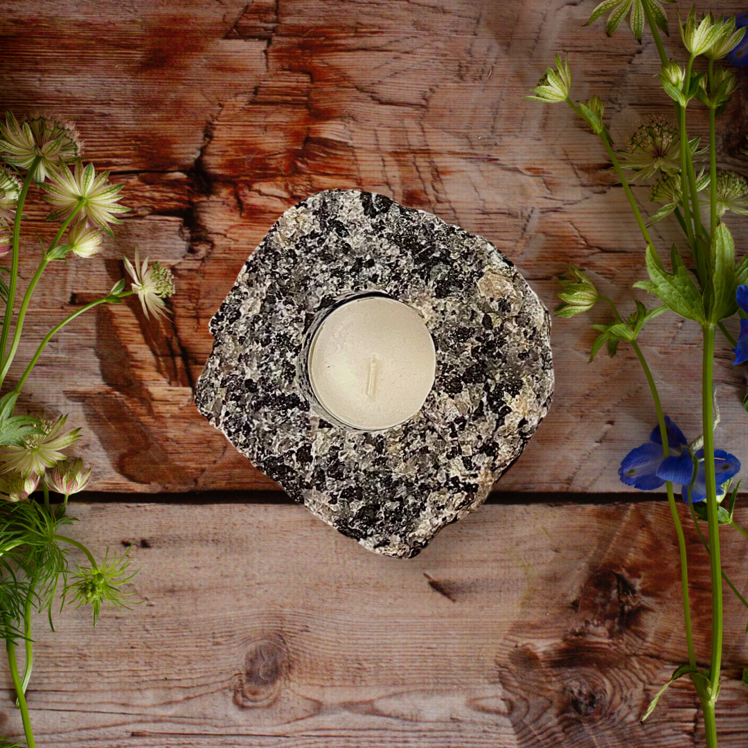 Tourmaline Quartz Rough Candle Holder