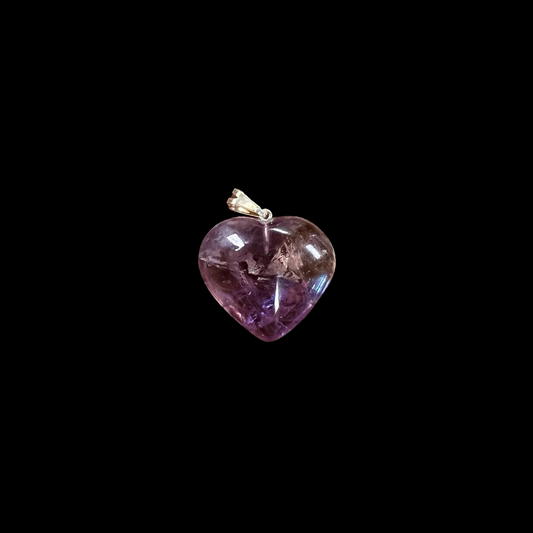 Amethyst Silver Plated Bail Heart Pendant