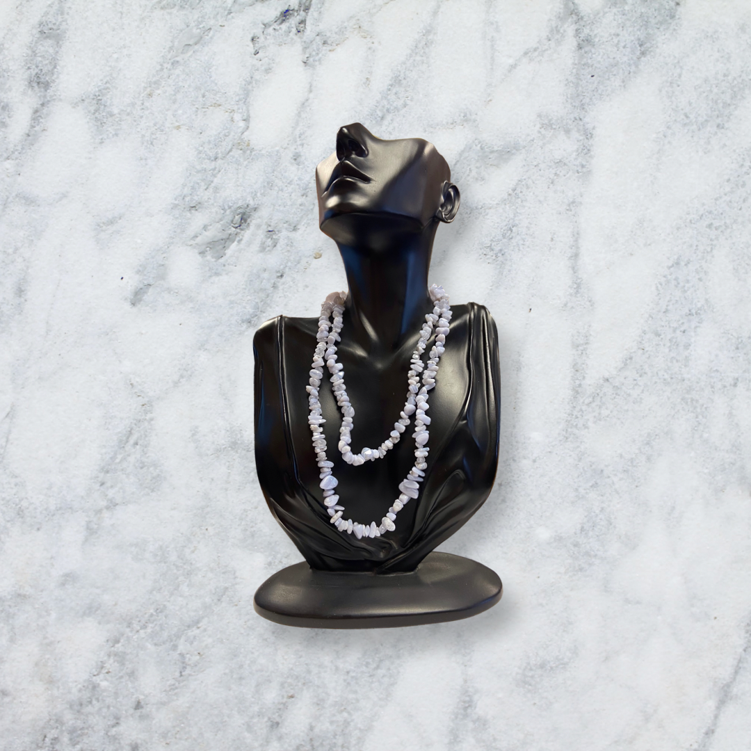 Blue Lace Agate Chip Bead Necklace