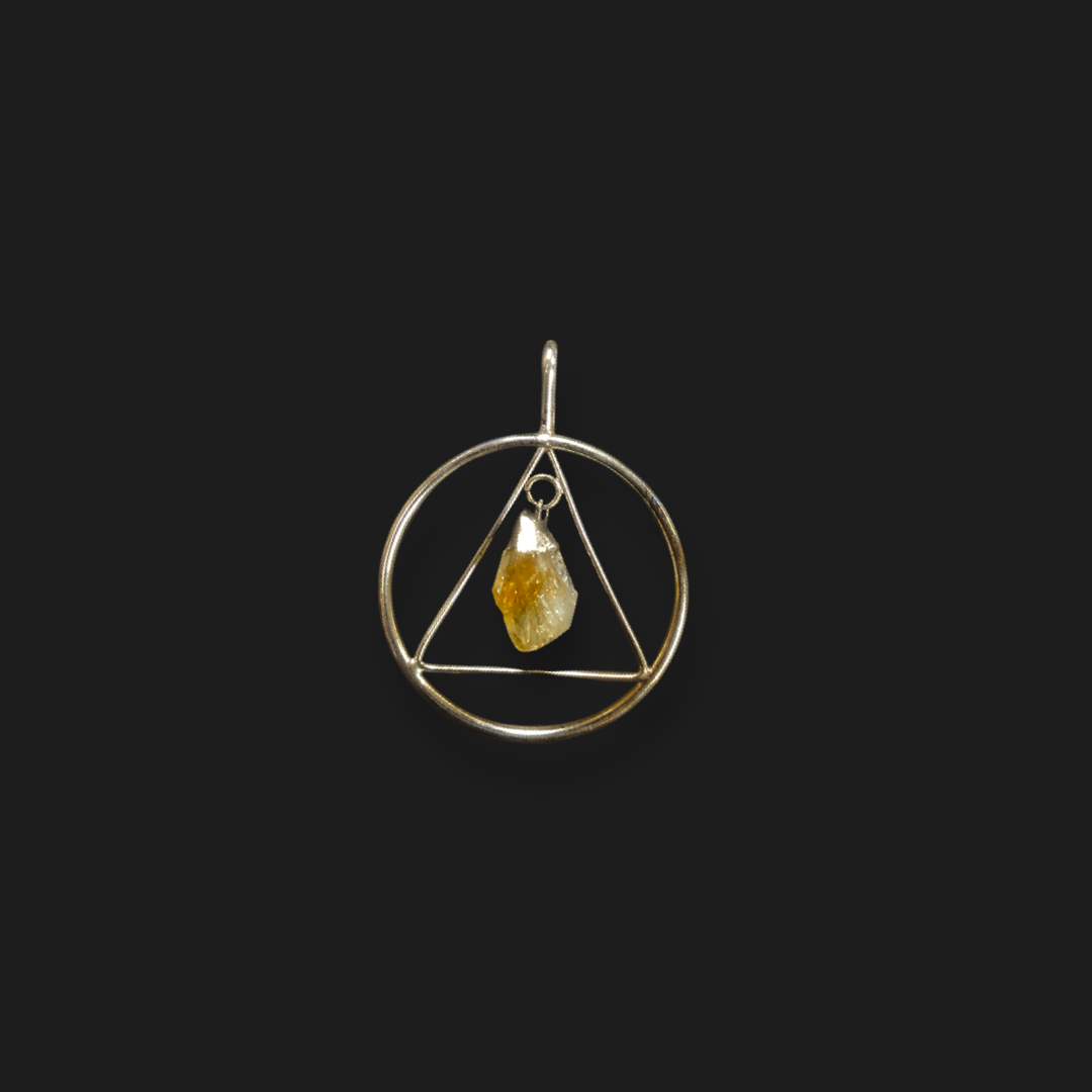 Citrine Silver Plated Triangle Pendant