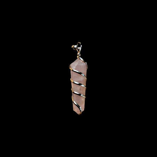 Rose Quartz Silver Plated Pendant