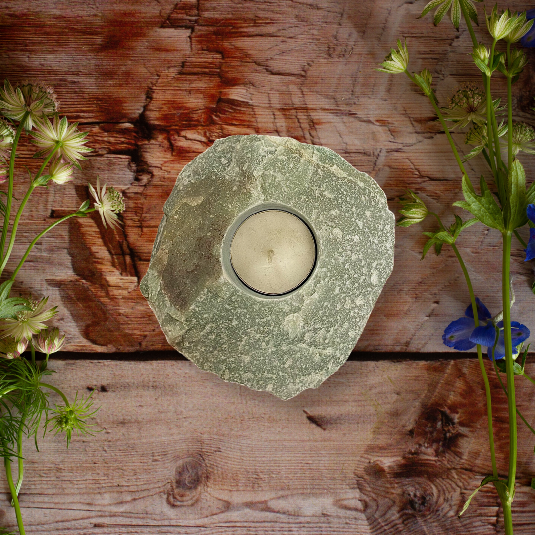 Green Aventurine Rough Candle Holder