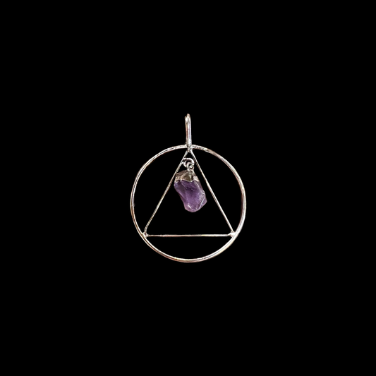 Amethyst Silver Plated Triangle Pendant