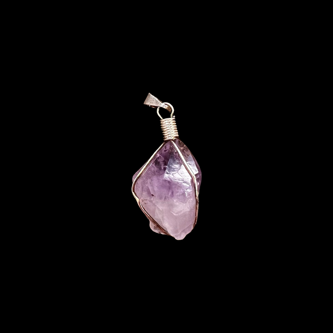 Amethyst Silver Plated Wire Pendant