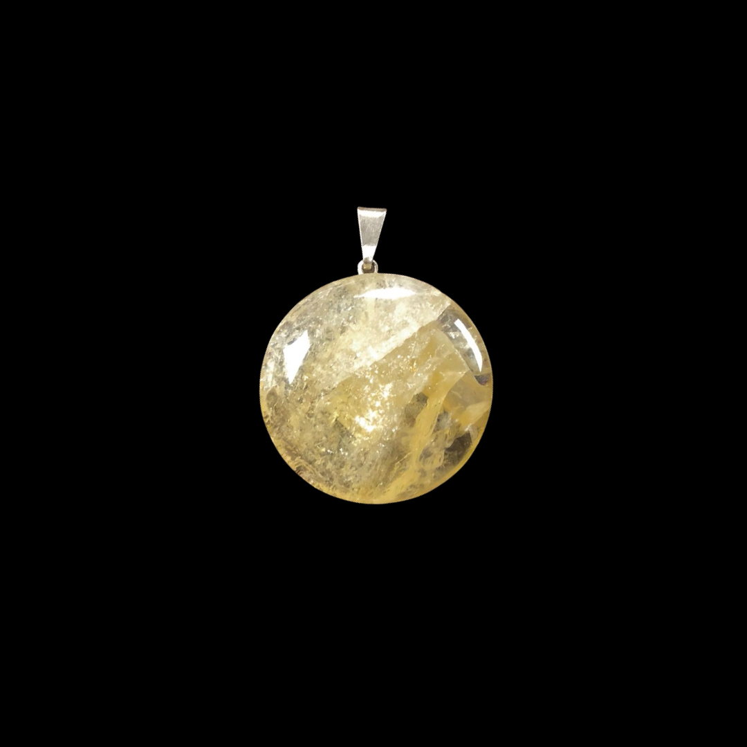 Citrine Silver Plated Bail Pendant