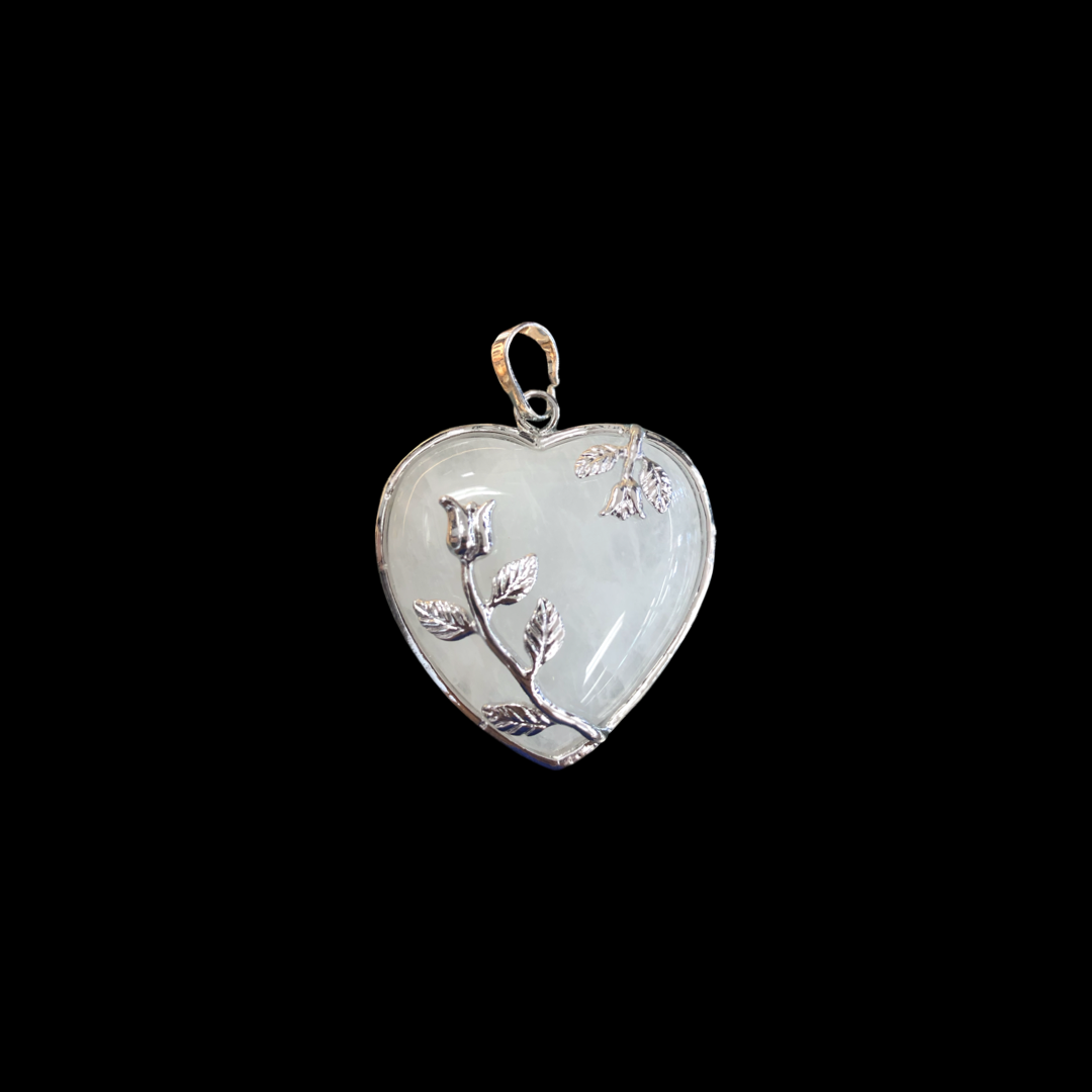 Quartz Heart Silver Plated Pendant