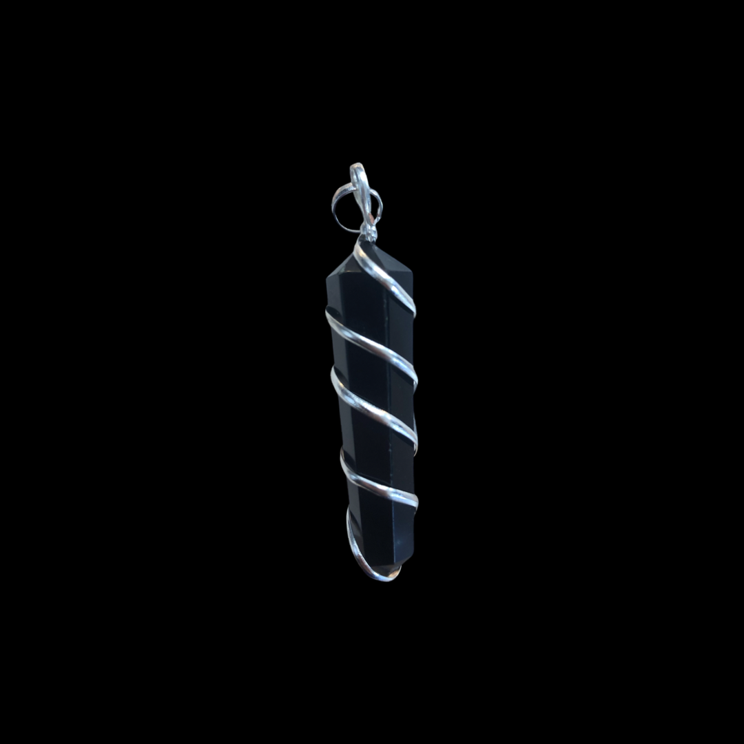Obsidian Silver Plated Pendant