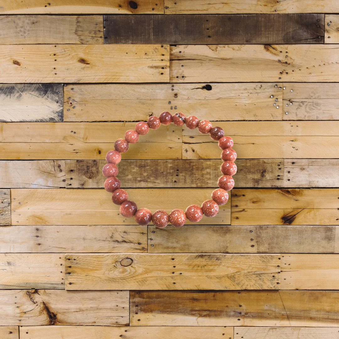 Red Goldstone 8mm Round Bracelets