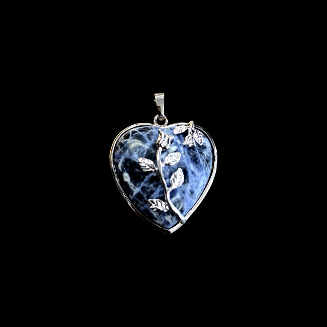 Sodalite Silver Plated Heart Pendant