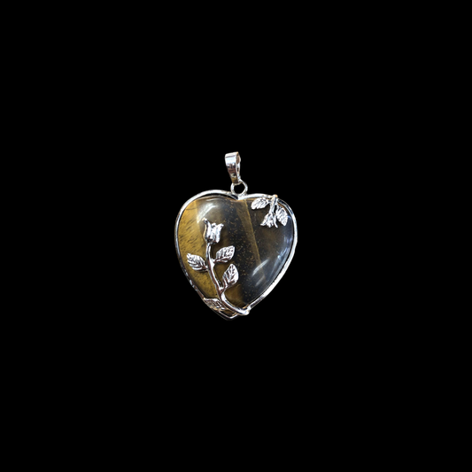 Tiger’s Eye Silver Plated Heart Pendant