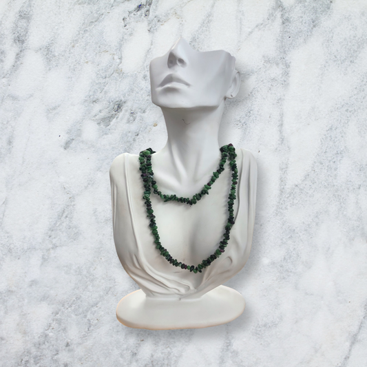 Zoisite With Ruby Chip Bead Necklace