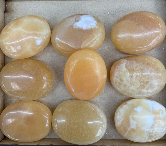 Orange Calcite Polished Palm Stones